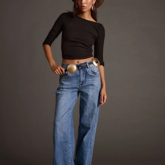 12th Tribe Waverly Black and Gold Statement Belt Size XS/SXS/S - Picture 2 of 3